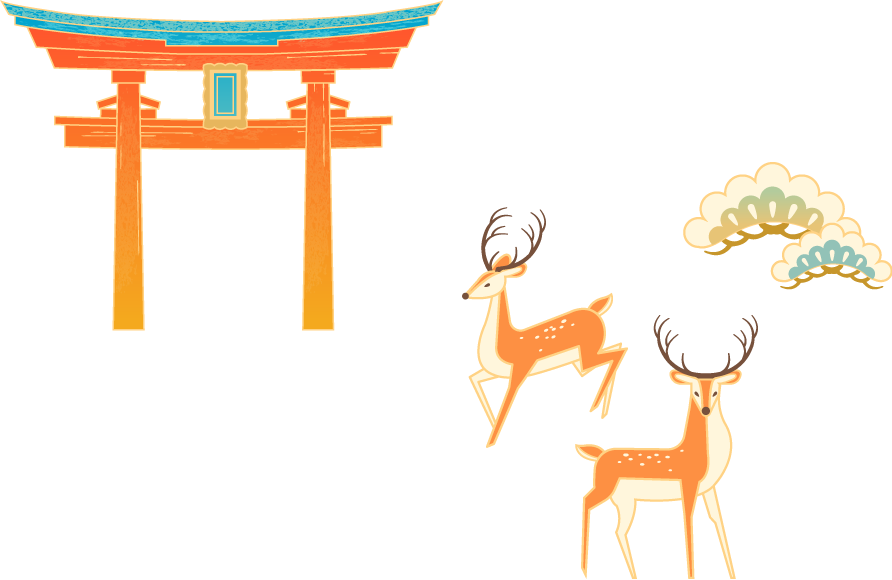 鳥居と鹿
